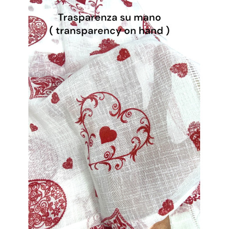 Coppia TENDINA a vetro Cuore Rosso larga cm. 60 da Finestra e da Porta